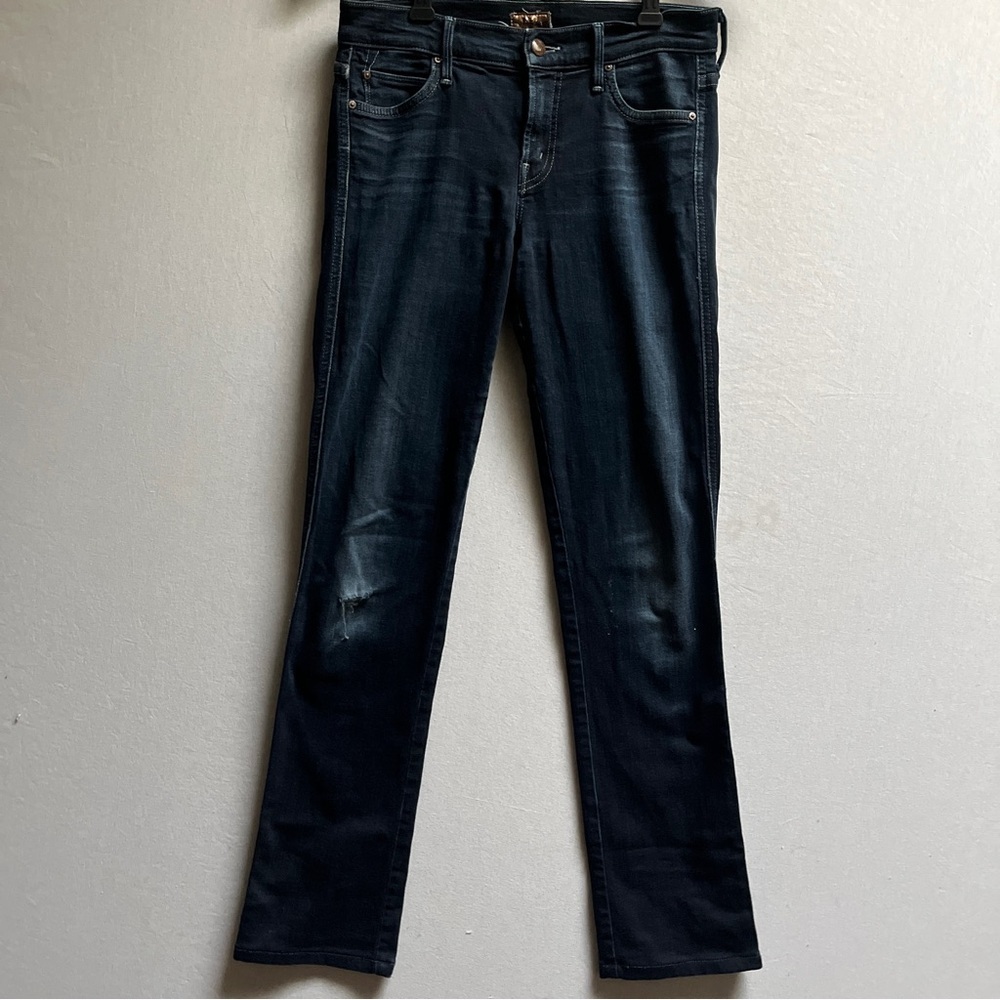 Mother The Rascal Dark Blue Women's Distressed Slim fit Jeans Sz 27 - Picture 1 of 15